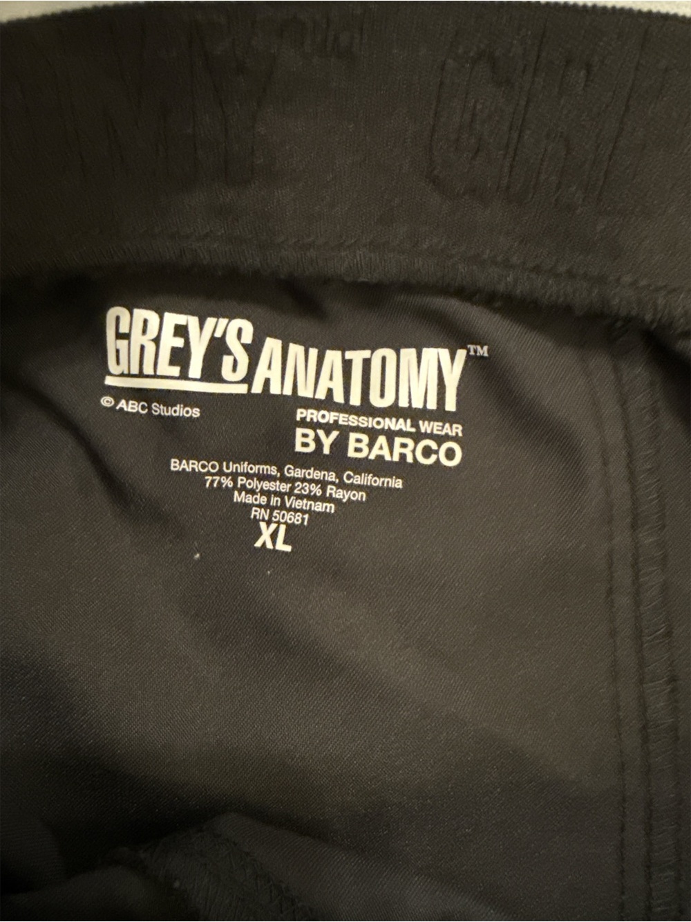 Grey's Anatomy Black Cargo Jogger Scrub Pants with Drawstring - Picture 3 of 3